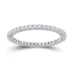 Keene Jewelers 14kt White Gold Womens Round Diamond Eternity Wedding Band 1/2 Cttw