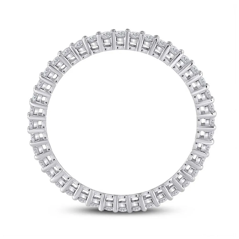 Keene Jewelers 14kt White Gold Womens Round Diamond Eternity Wedding Band 1/2 Cttw