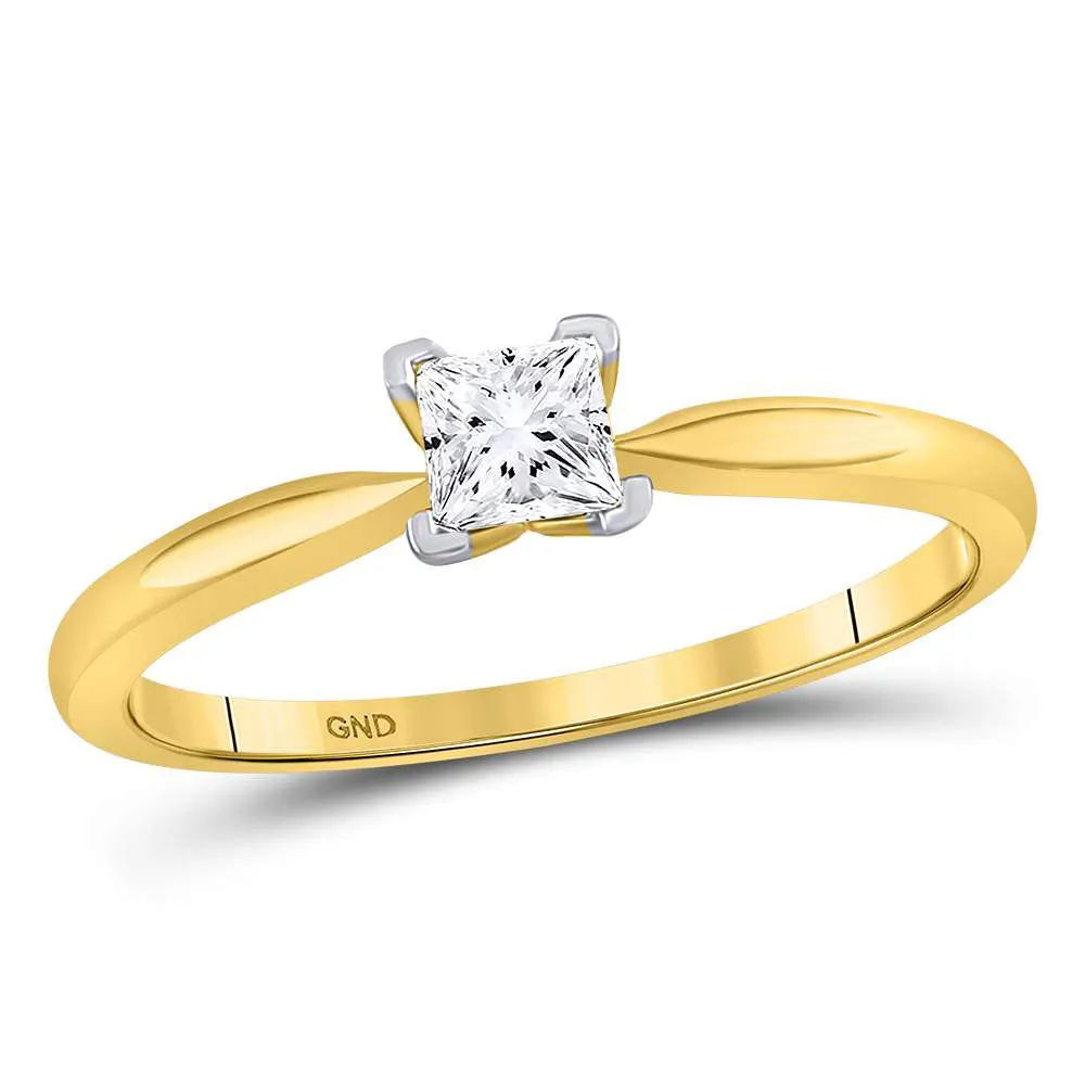 Keene Jewelers 14kt Yellow Gold Womens Princess Diamond Solitaire Bridal Wedding Engagement Ring 1/3 Cttw