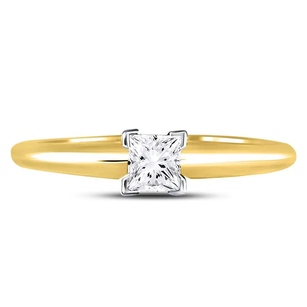 Keene Jewelers 14kt Yellow Gold Womens Princess Diamond Solitaire Bridal Wedding Engagement Ring 1/3 Cttw