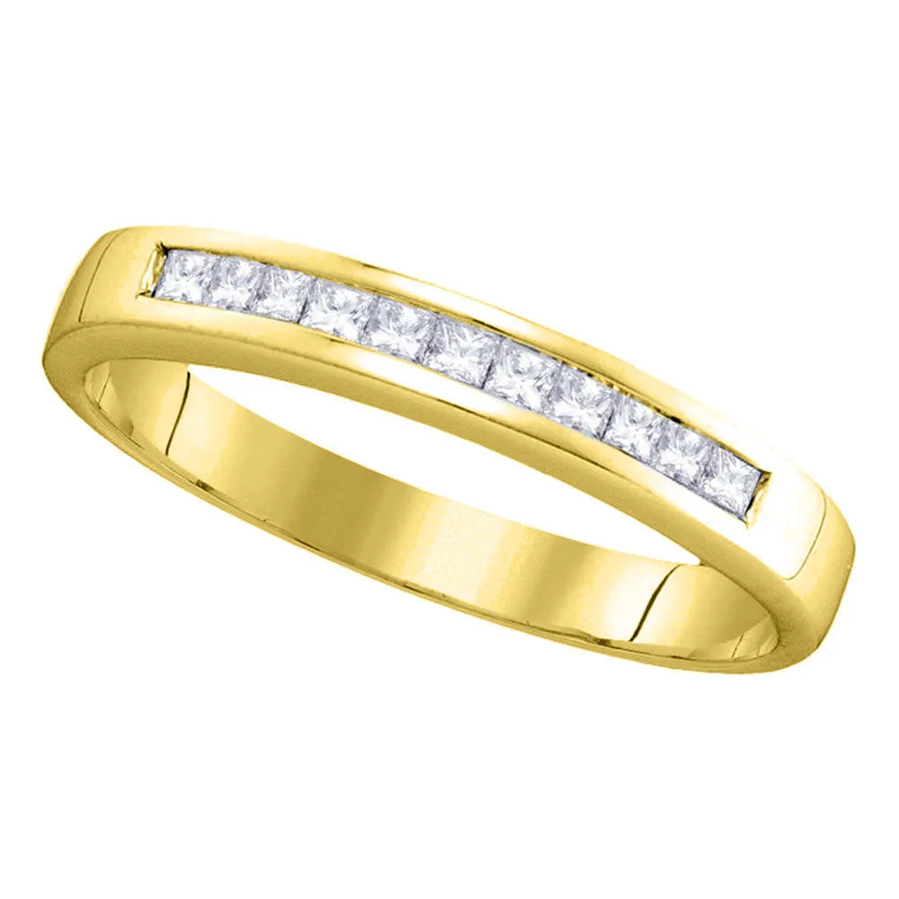 Keene Jewelers 14kt Yellow Gold Womens Princess Diamond Wedding Channel Set Band 1/4 Cttw Size 8