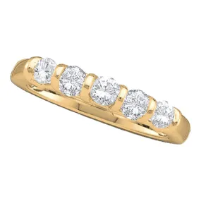 Keene Jewelers 14kt Yellow Gold Womens Round Diamond 5-stone Single Row Wedding Band 1/2 Cttw