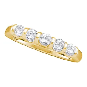 Keene Jewelers 14kt Yellow Gold Womens Round Diamond 5-stone Wedding Anniversary Band 1 Cttw