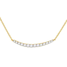 Keene Jewelers 14kt Yellow Gold Womens Round Diamond Curved Bar Necklace 3/4 Cttw