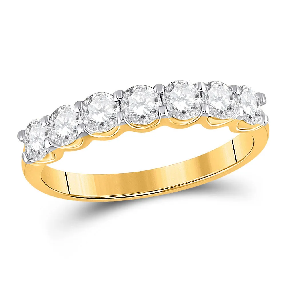 Keene Jewelers 14kt Yellow Gold Womens Round Diamond Single Row Band Ring 1 Cttw