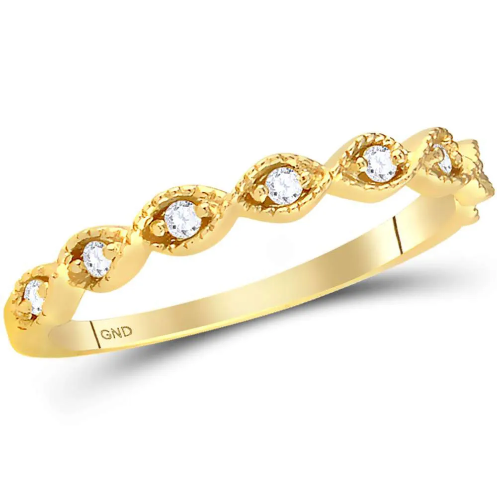 Keene Jewelers 14kt Yellow Gold Womens Round Diamond Twist Stackable Band Ring 1/10 Cttw