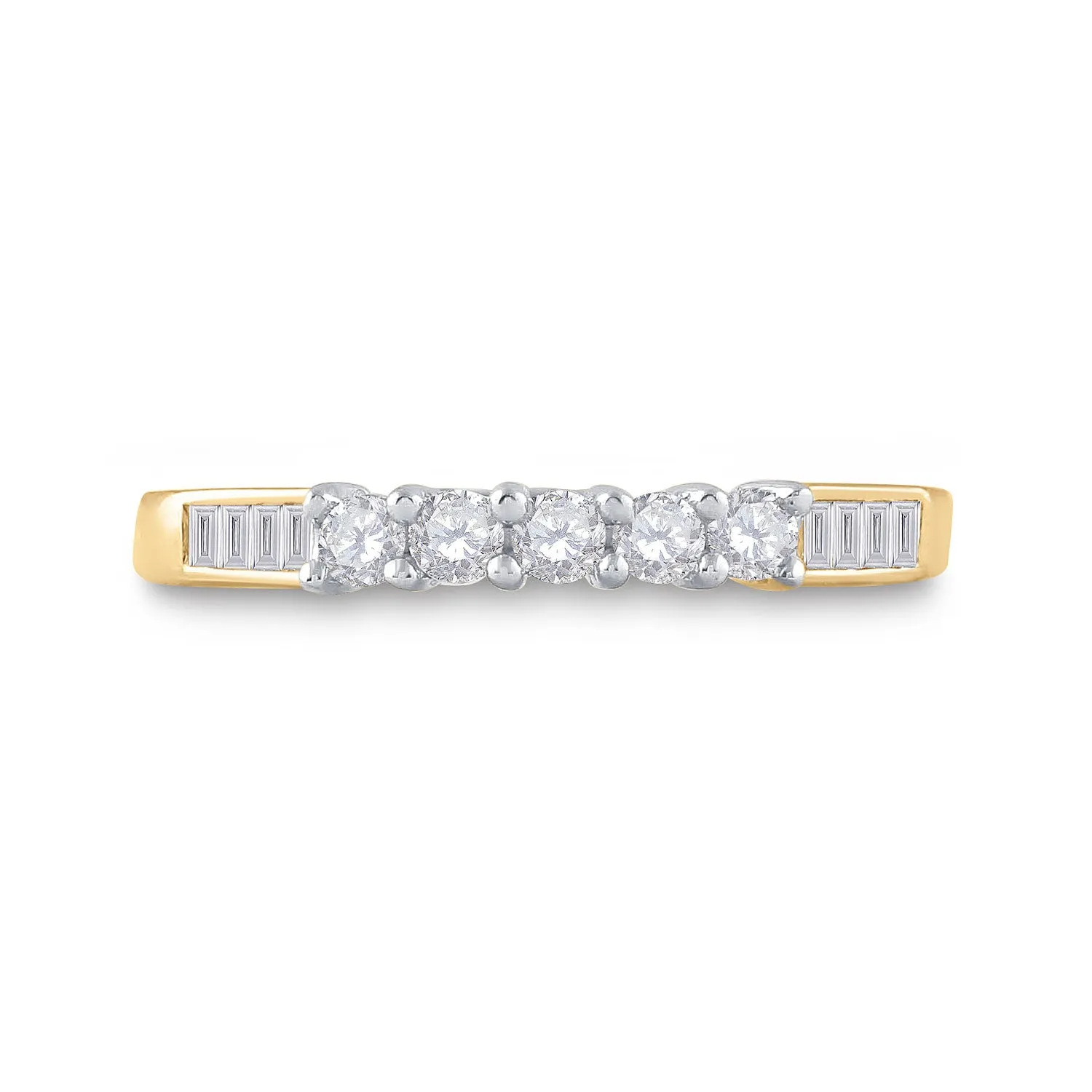 Keene Jewelers 14kt Yellow Gold Womens Round Diamond Wedding 5-Stone Anniversary Band 1/3 Cttw