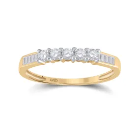 Keene Jewelers 14kt Yellow Gold Womens Round Diamond Wedding 5-Stone Anniversary Band 1/3 Cttw