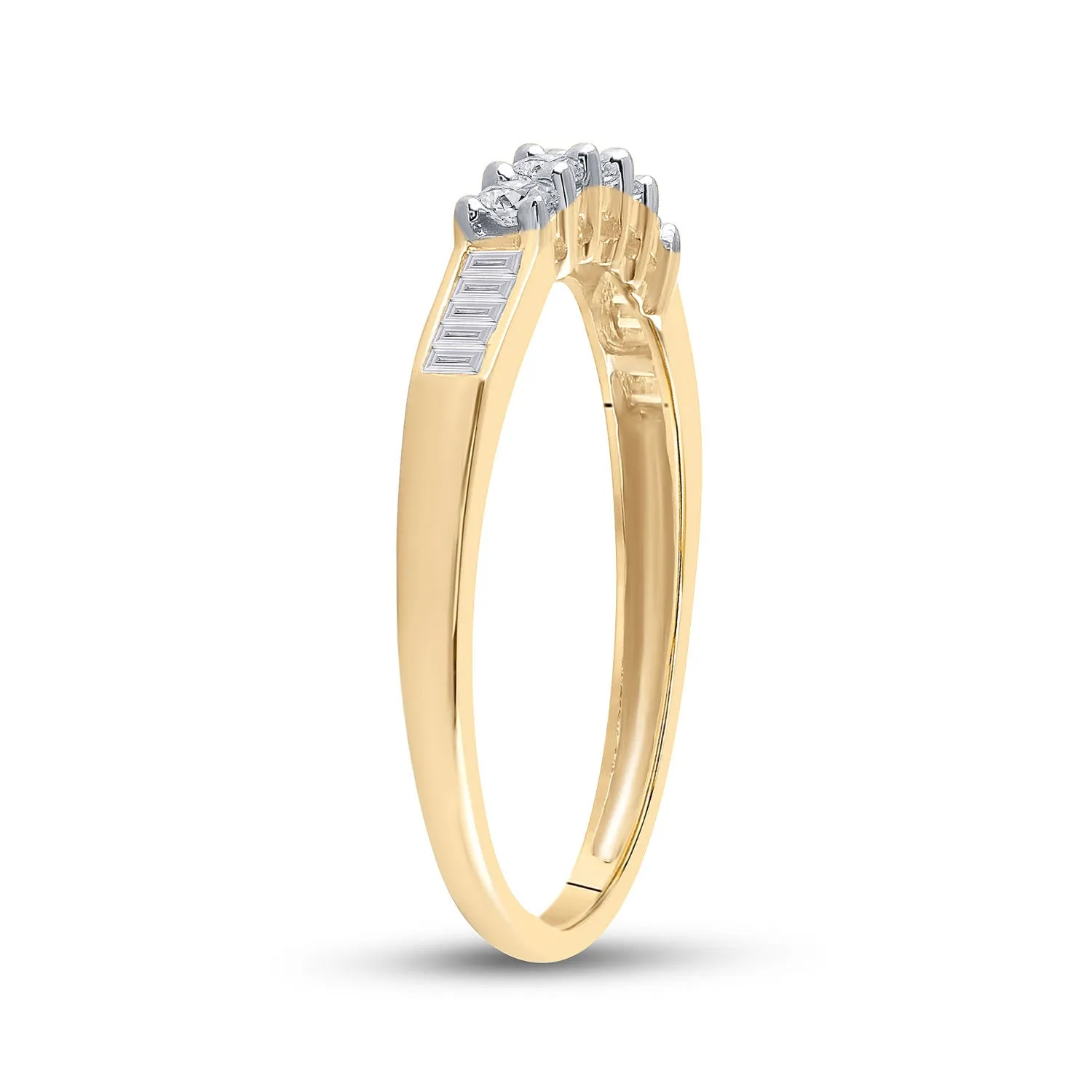 Keene Jewelers 14kt Yellow Gold Womens Round Diamond Wedding 5-Stone Anniversary Band 1/3 Cttw