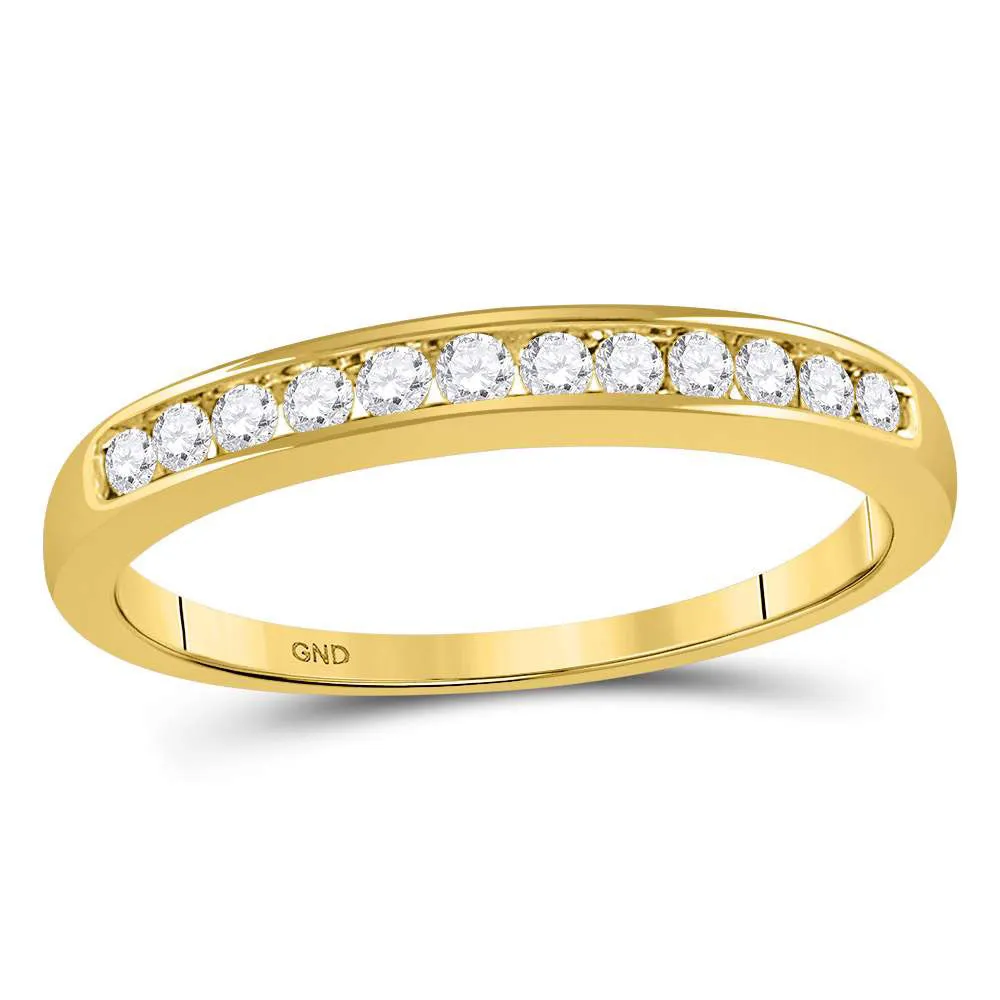 Keene Jewelers 14kt Yellow Gold Womens Round Diamond Wedding Channel Set Band 1/4 Cttw Size 8