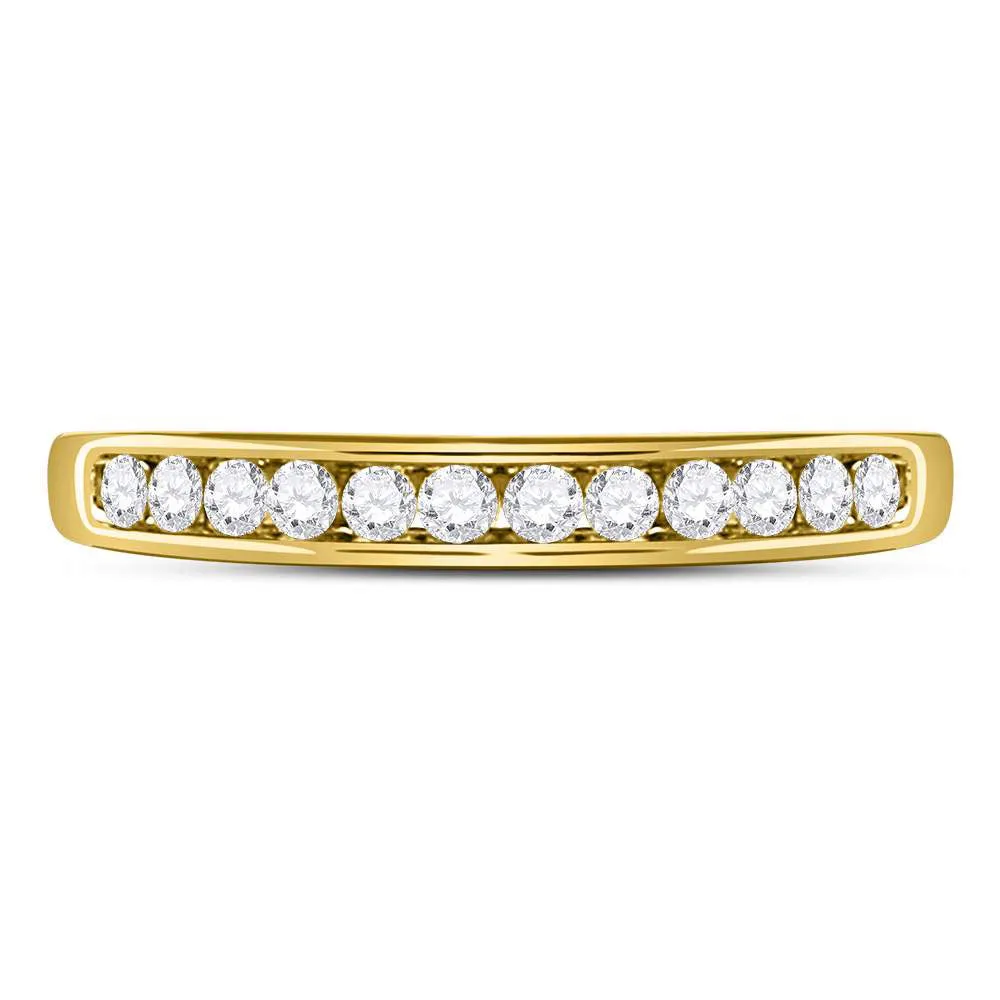 Keene Jewelers 14kt Yellow Gold Womens Round Diamond Wedding Channel Set Band 1/4 Cttw Size 8