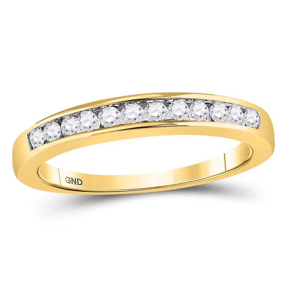 Keene Jewelers 14kt Yellow Gold Womens Round Diamond Wedding Channel Set Band 1/4 Cttw Size 9