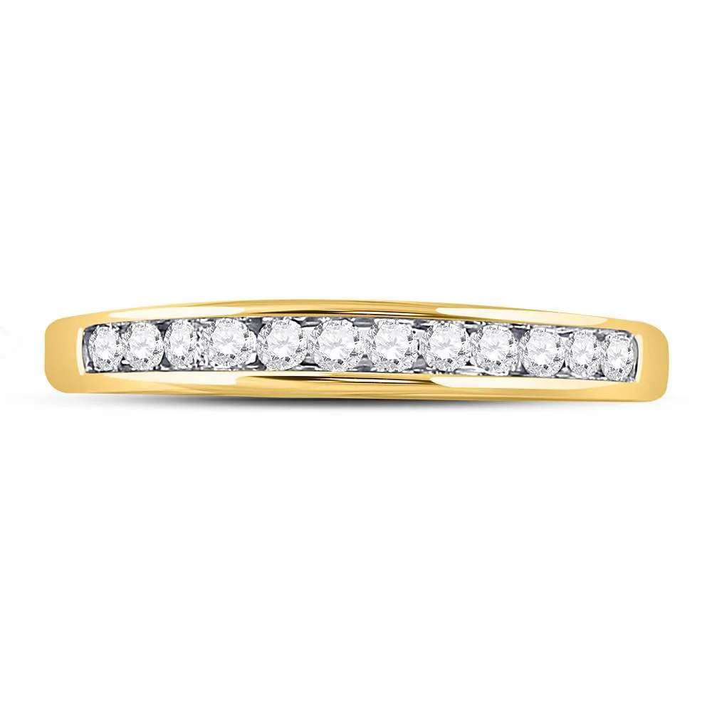 Keene Jewelers 14kt Yellow Gold Womens Round Diamond Wedding Channel Set Band 1/4 Cttw Size 9