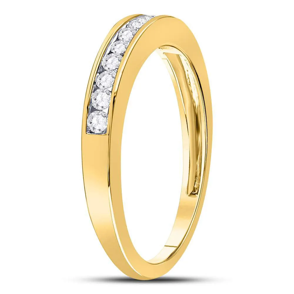 Keene Jewelers 14kt Yellow Gold Womens Round Diamond Wedding Channel Set Band 1/4 Cttw Size 9