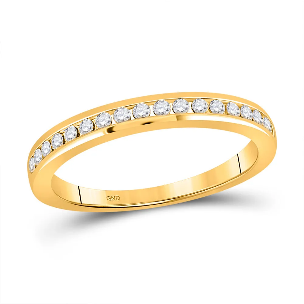 Keene Jewelers 14kt Yellow Gold Womens Round Diamond Wedding Single Row Band 1/4 Cttw