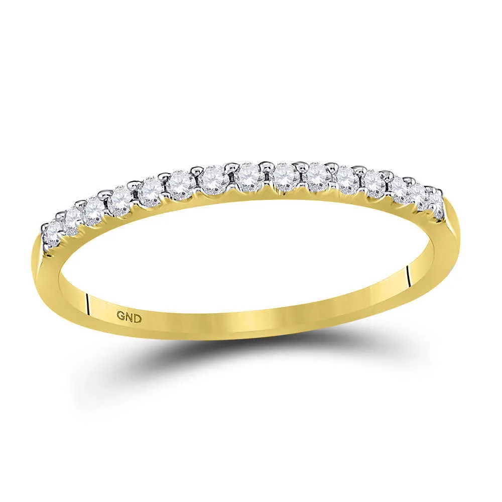 Keene Jewelers 14kt Yellow Gold Womens Round Diamond Wedding Single Row Band 1/6 Cttw Size 9