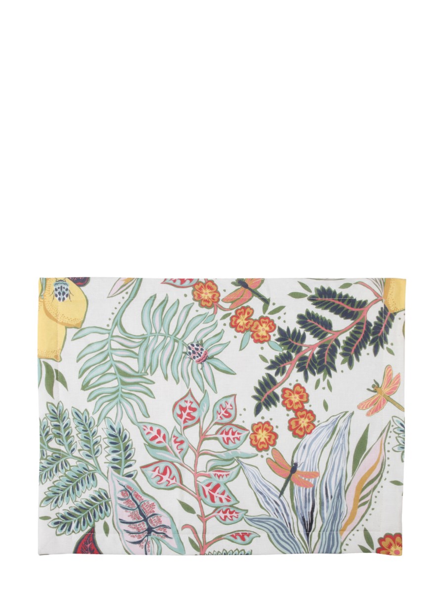 LA DOUBLEJ    SET OF TWO BOTANICAL PRINT LINEN PLACEMATS