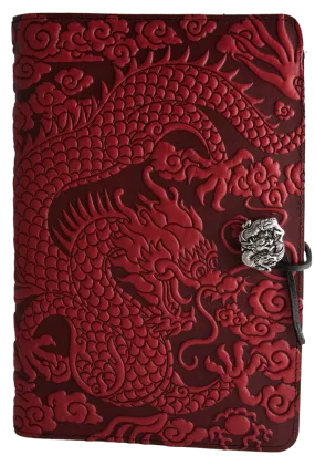 Large Leather Journal -  Cloud Dragon in Red