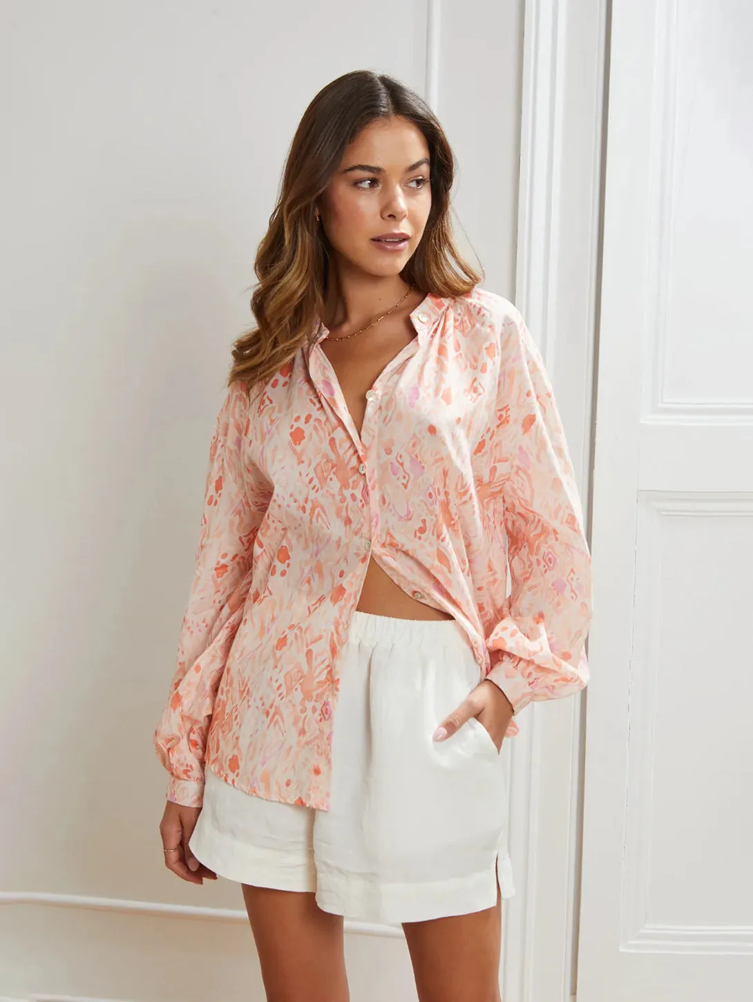 Ligia Print Blouse - Coral Print