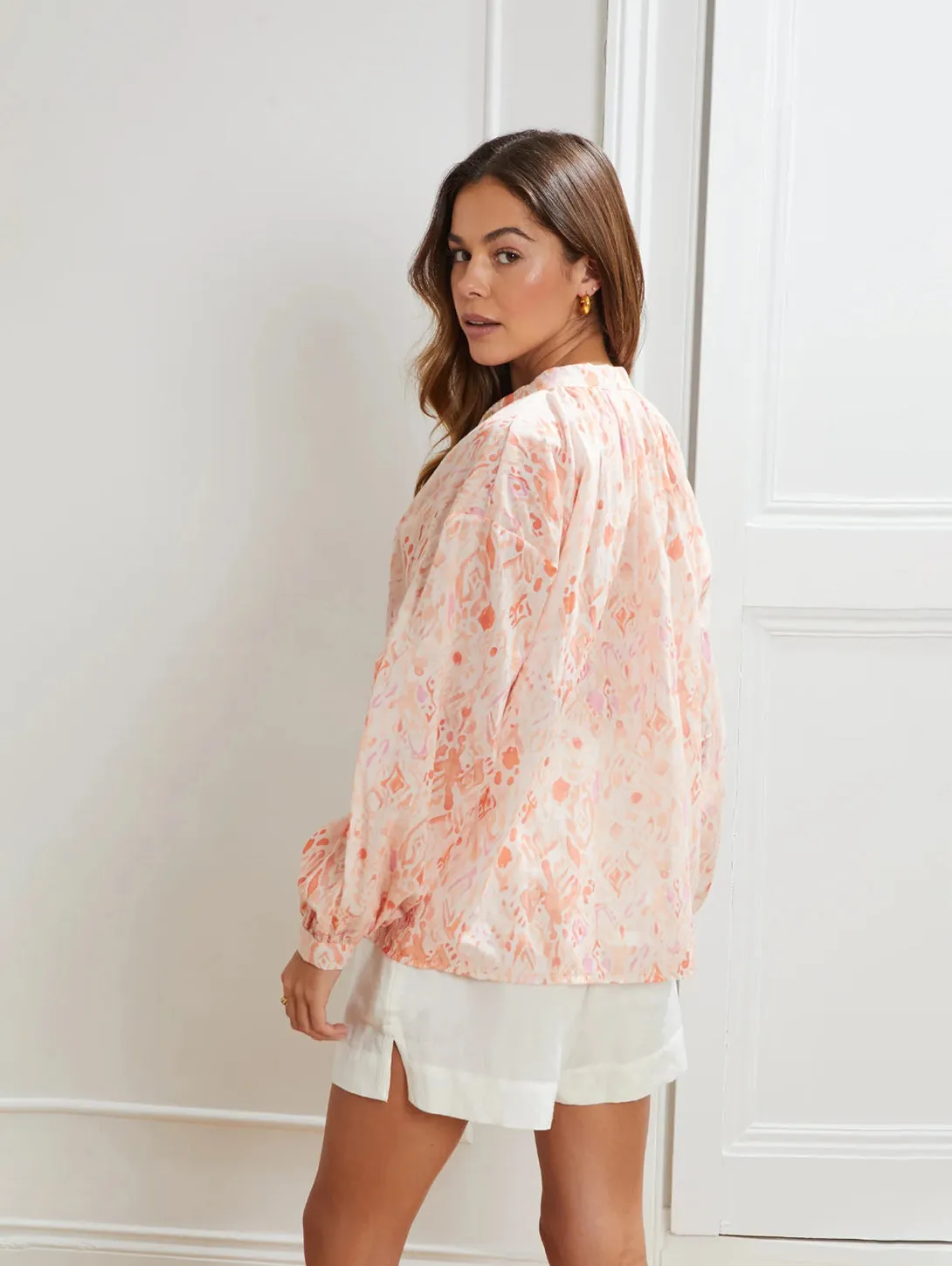 Ligia Print Blouse - Coral Print