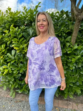 Lilac Nature Print Layered Top Frances