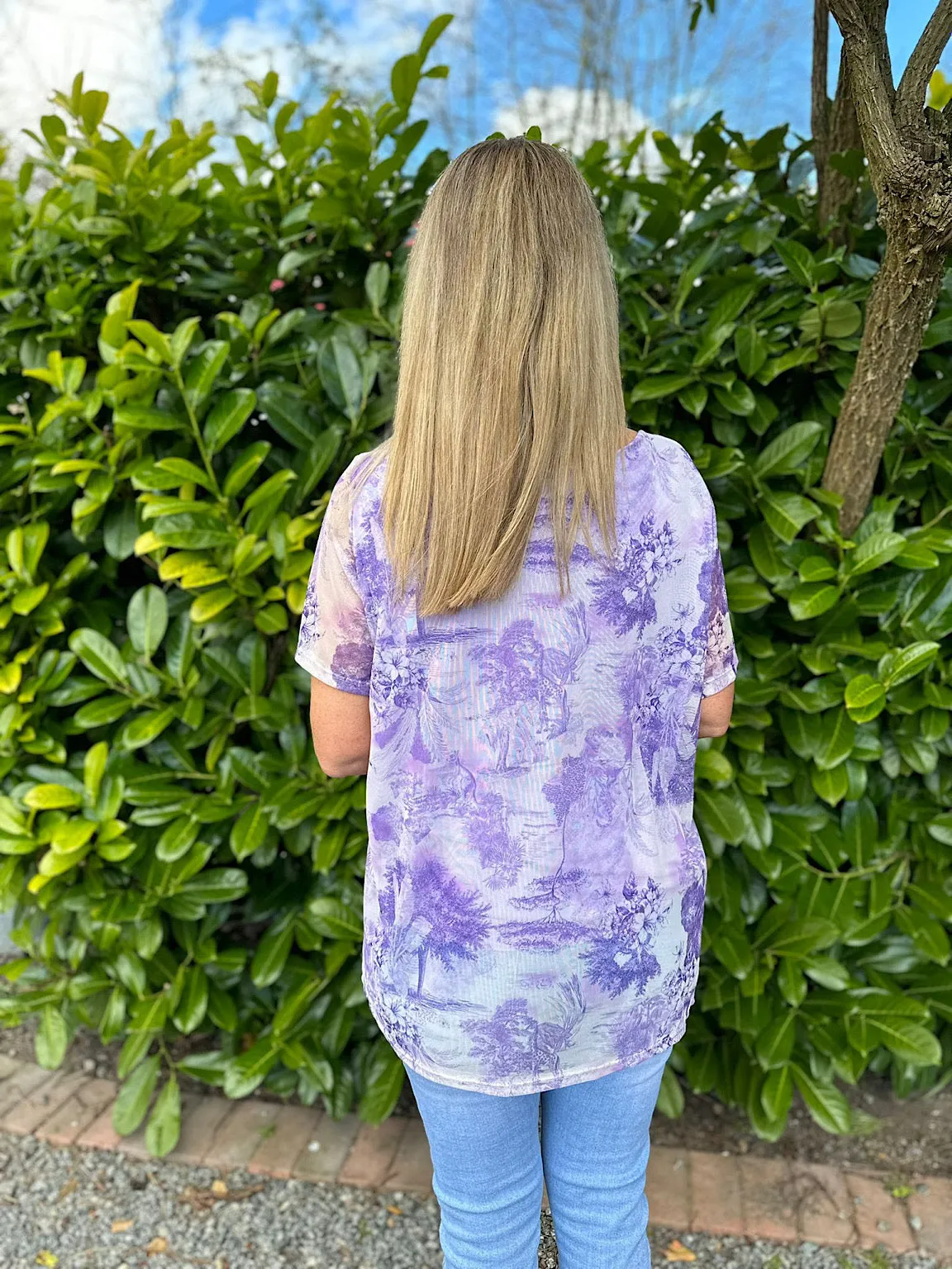 Lilac Nature Print Layered Top Frances