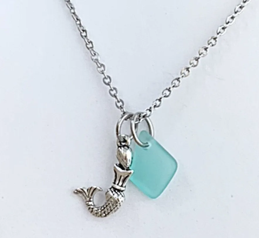 Mermaid Cham duo Sea Glass Necklace