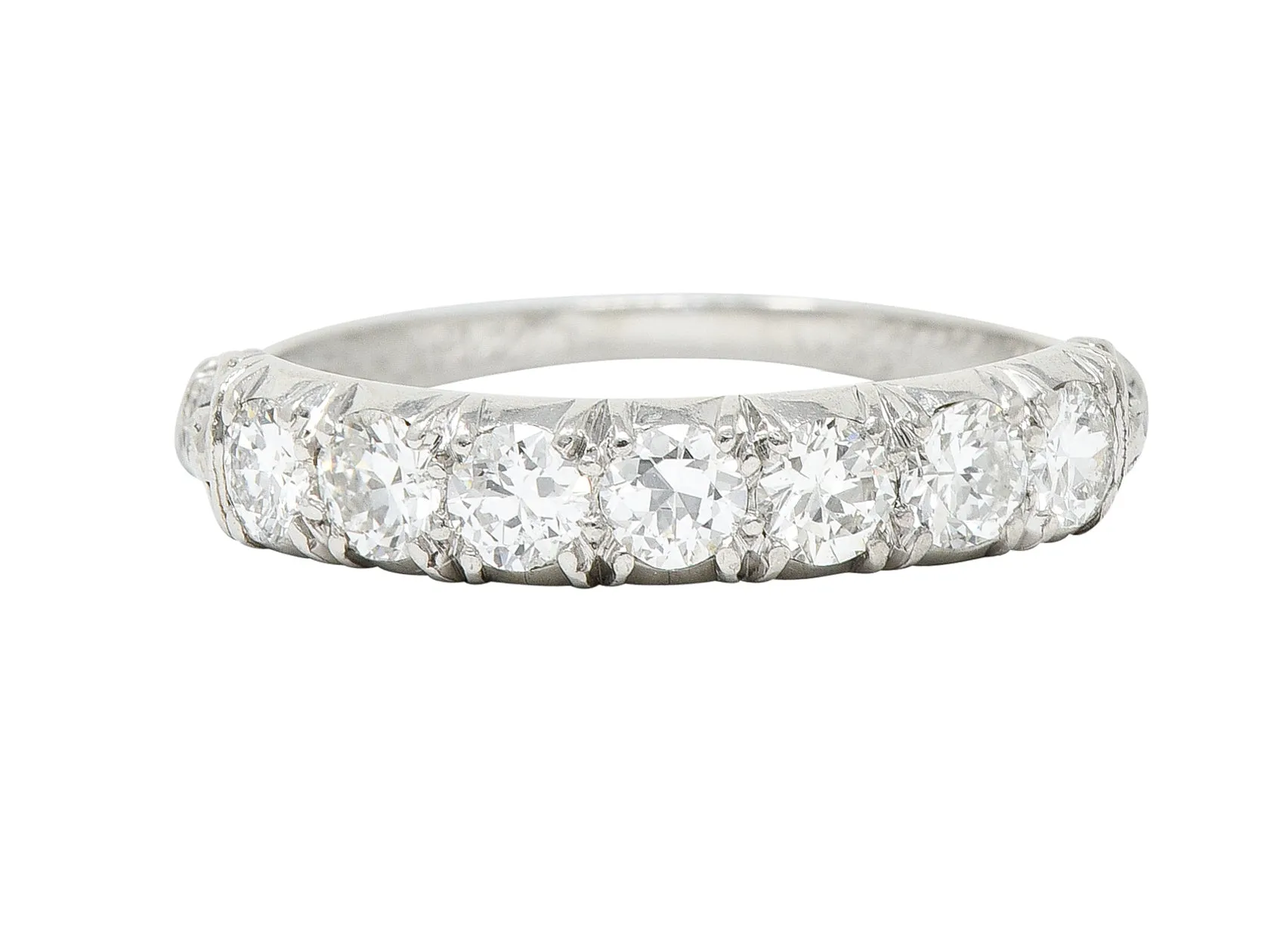 Mid-Century 0.55 CTW Diamond Platinum Lotus Band Ring