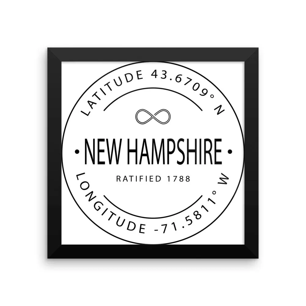 New Hampshire - Framed Print - Latitude & Longitude