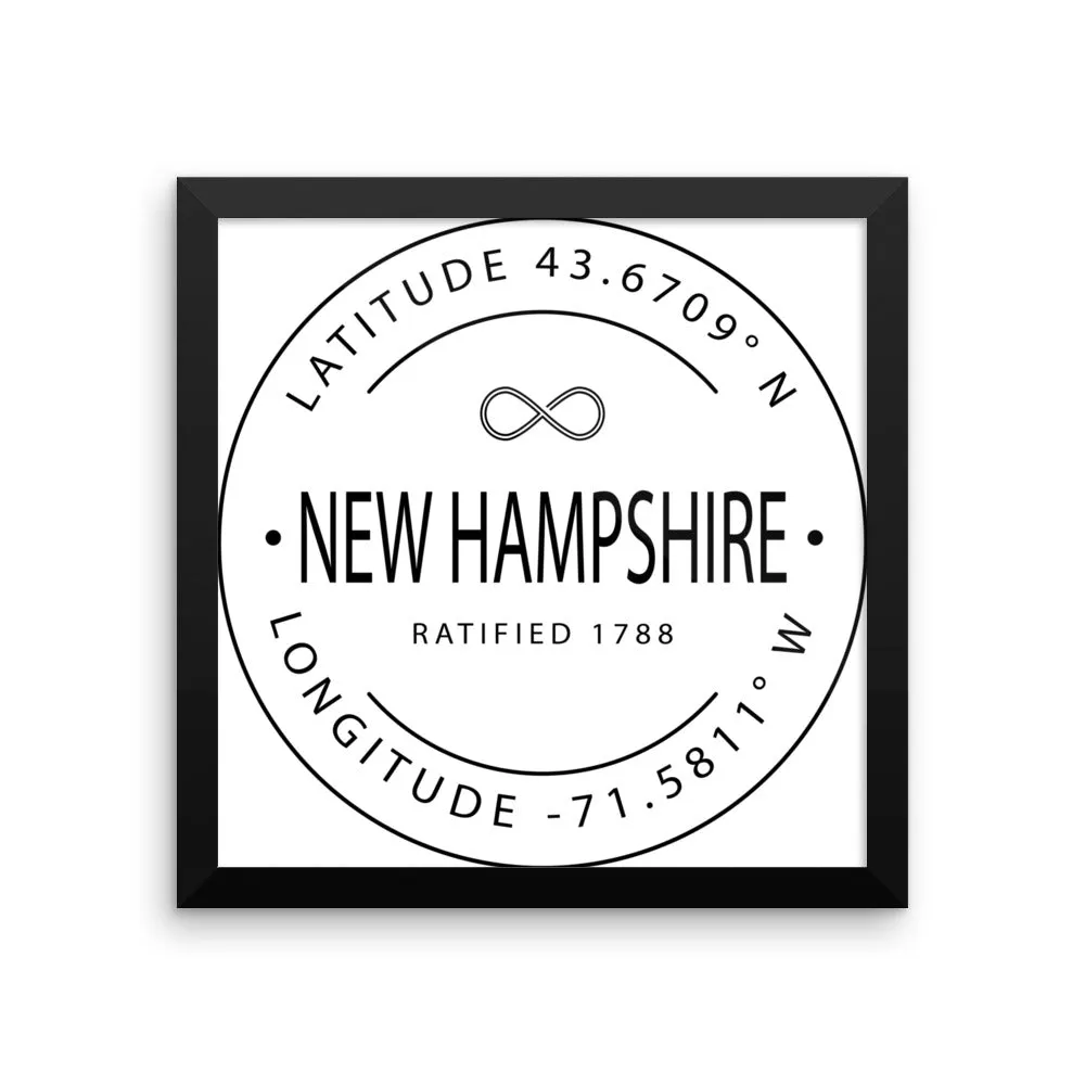 New Hampshire - Framed Print - Latitude & Longitude