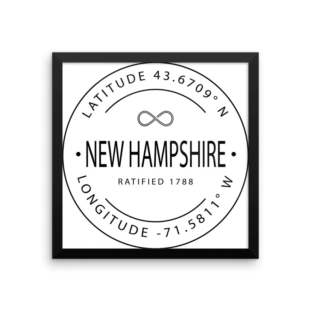 New Hampshire - Framed Print - Latitude & Longitude