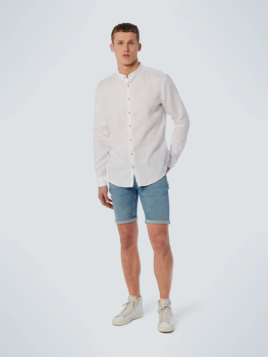 No Excess - Grandad Linen Shirt - White or Army Green