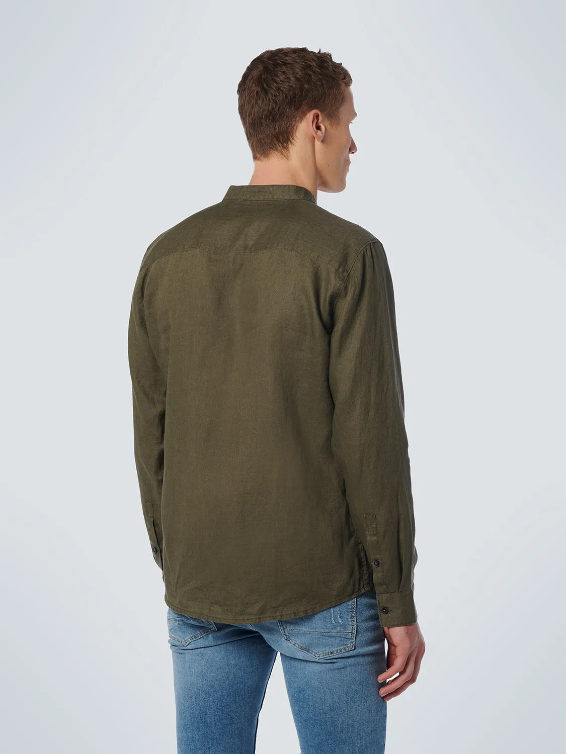 No Excess - Grandad Linen Shirt - White or Army Green