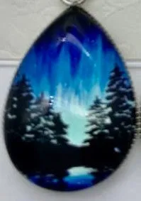Northern lights with evergreen trees wire earrings