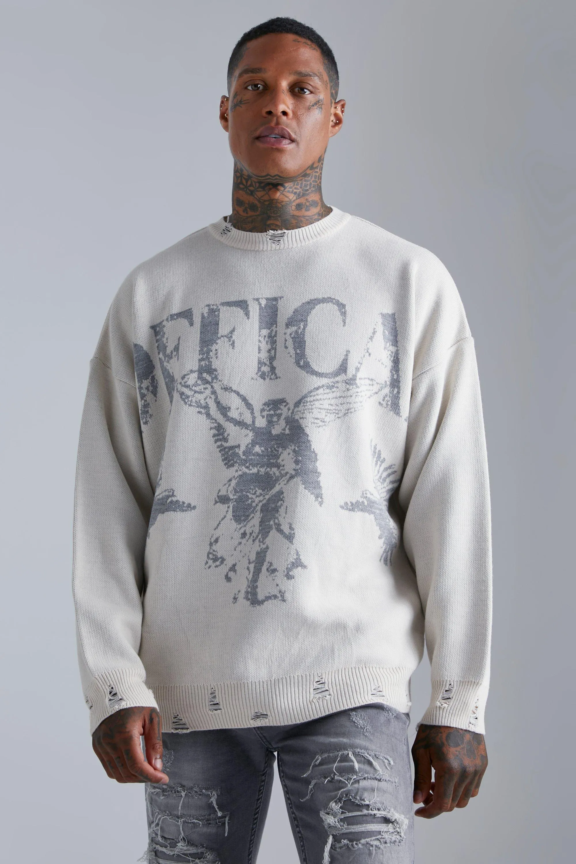 Official Distressed Knitted Jumper