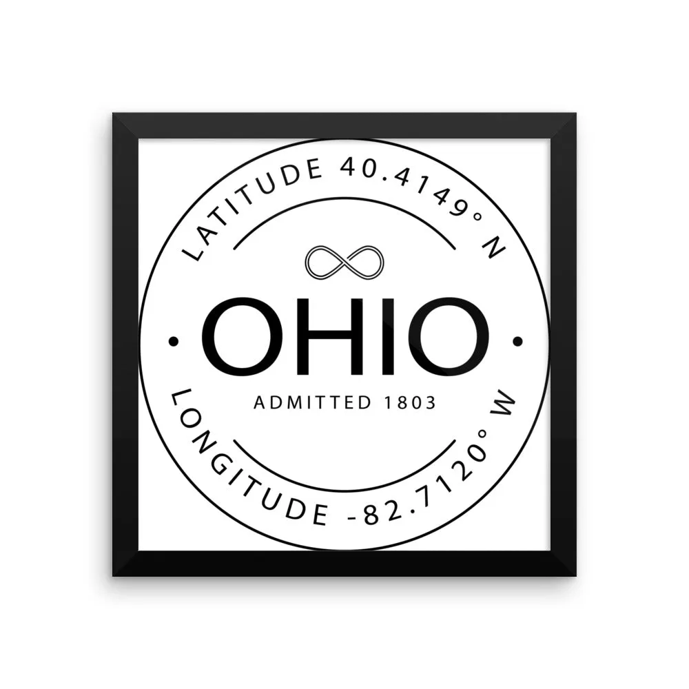 Ohio - Framed Print - Latitude & Longitude