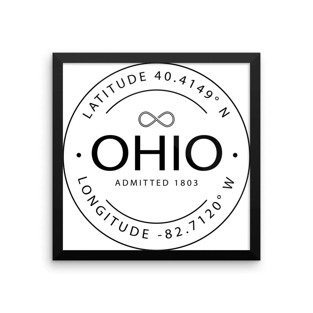 Ohio - Framed Print - Latitude & Longitude