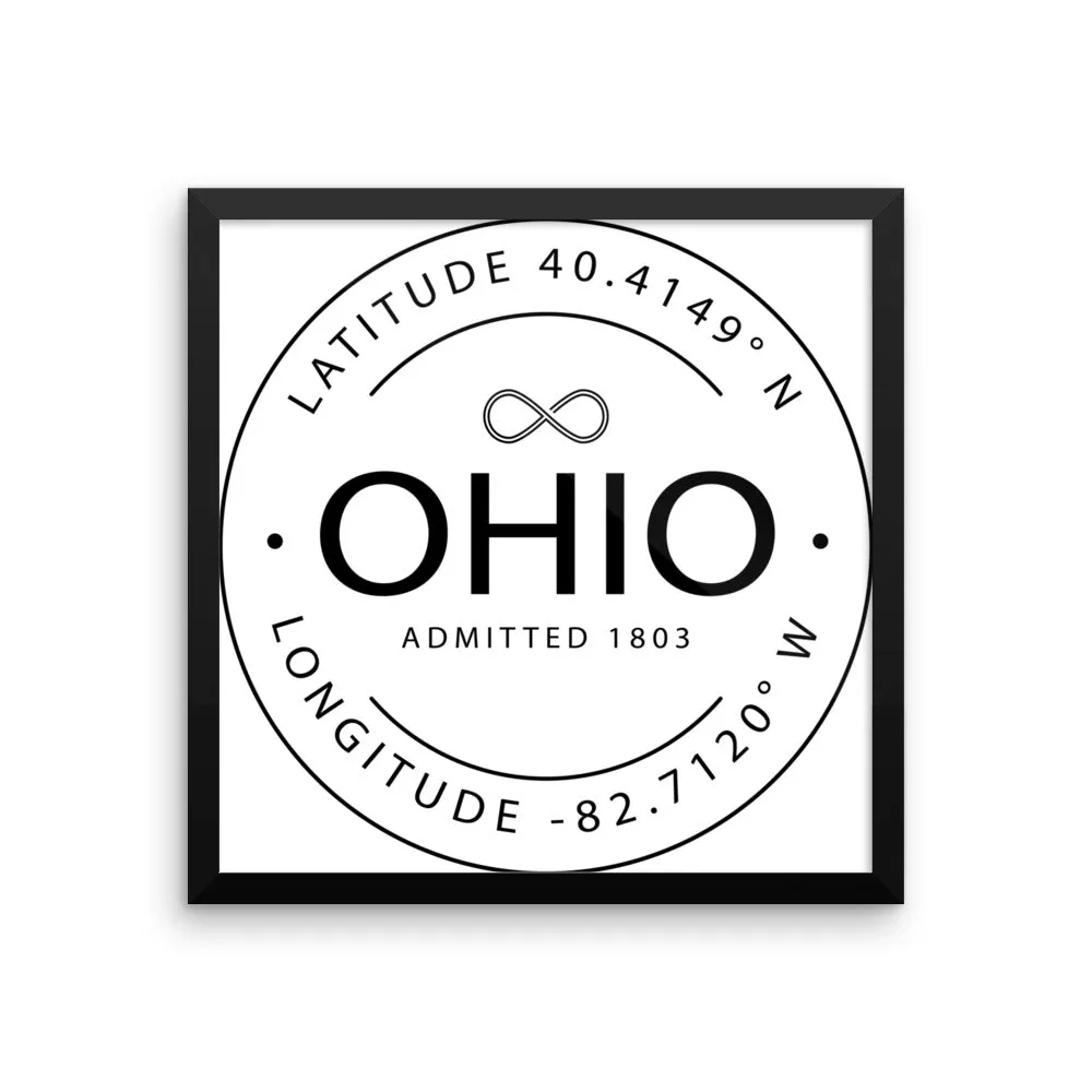 Ohio - Framed Print - Latitude & Longitude