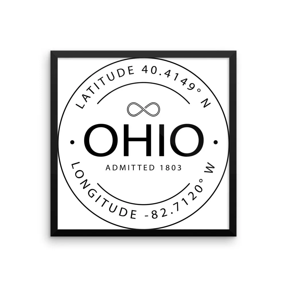 Ohio - Framed Print - Latitude & Longitude