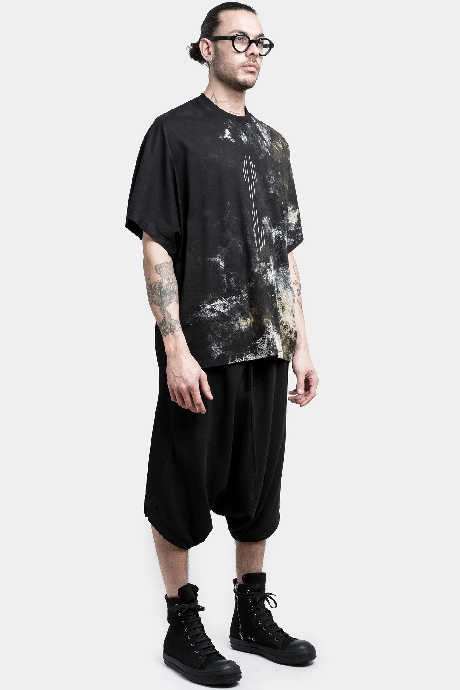 Oversized printed raglan T-Shirt, Black