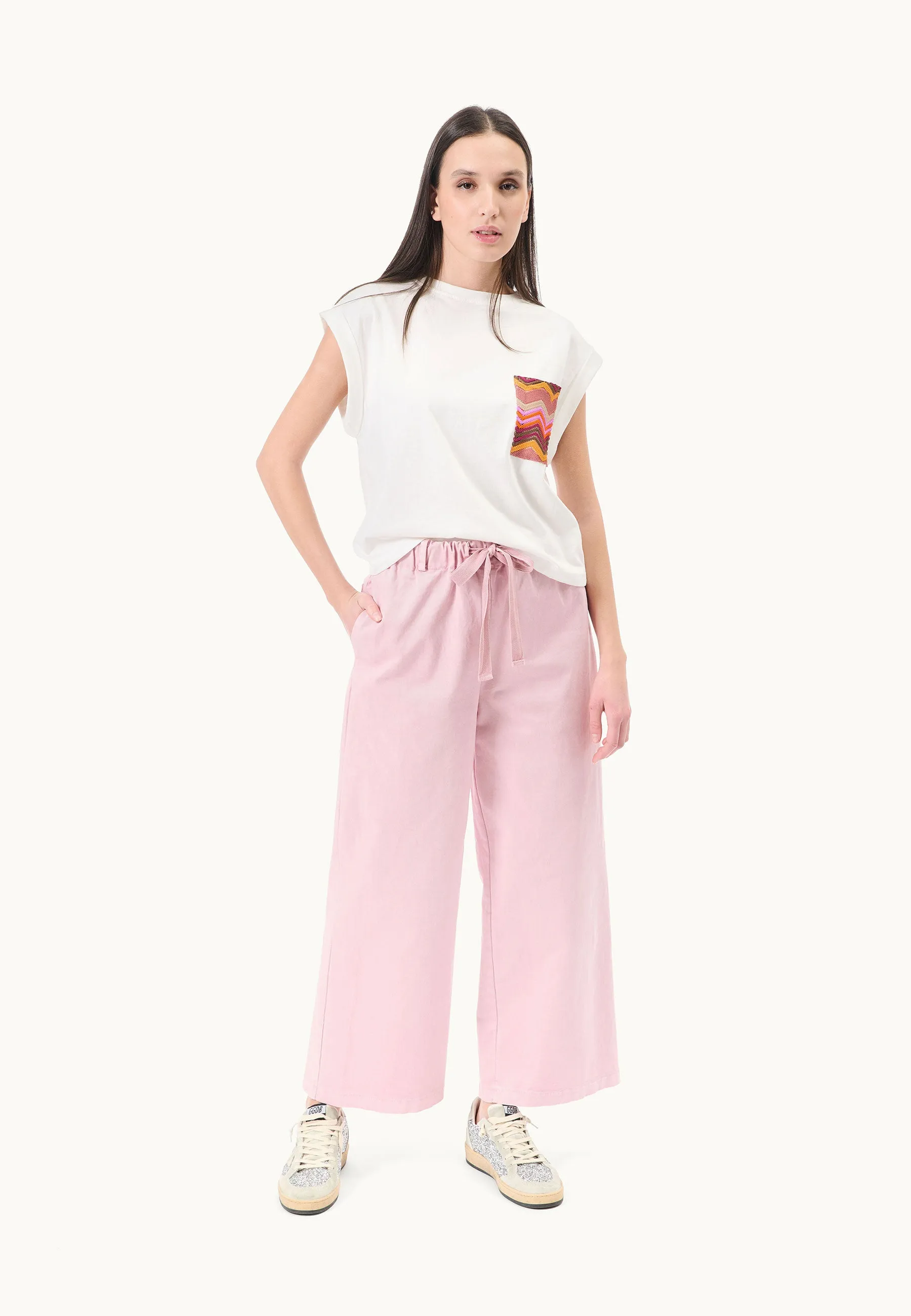 Pantalone cotone gamba dritta