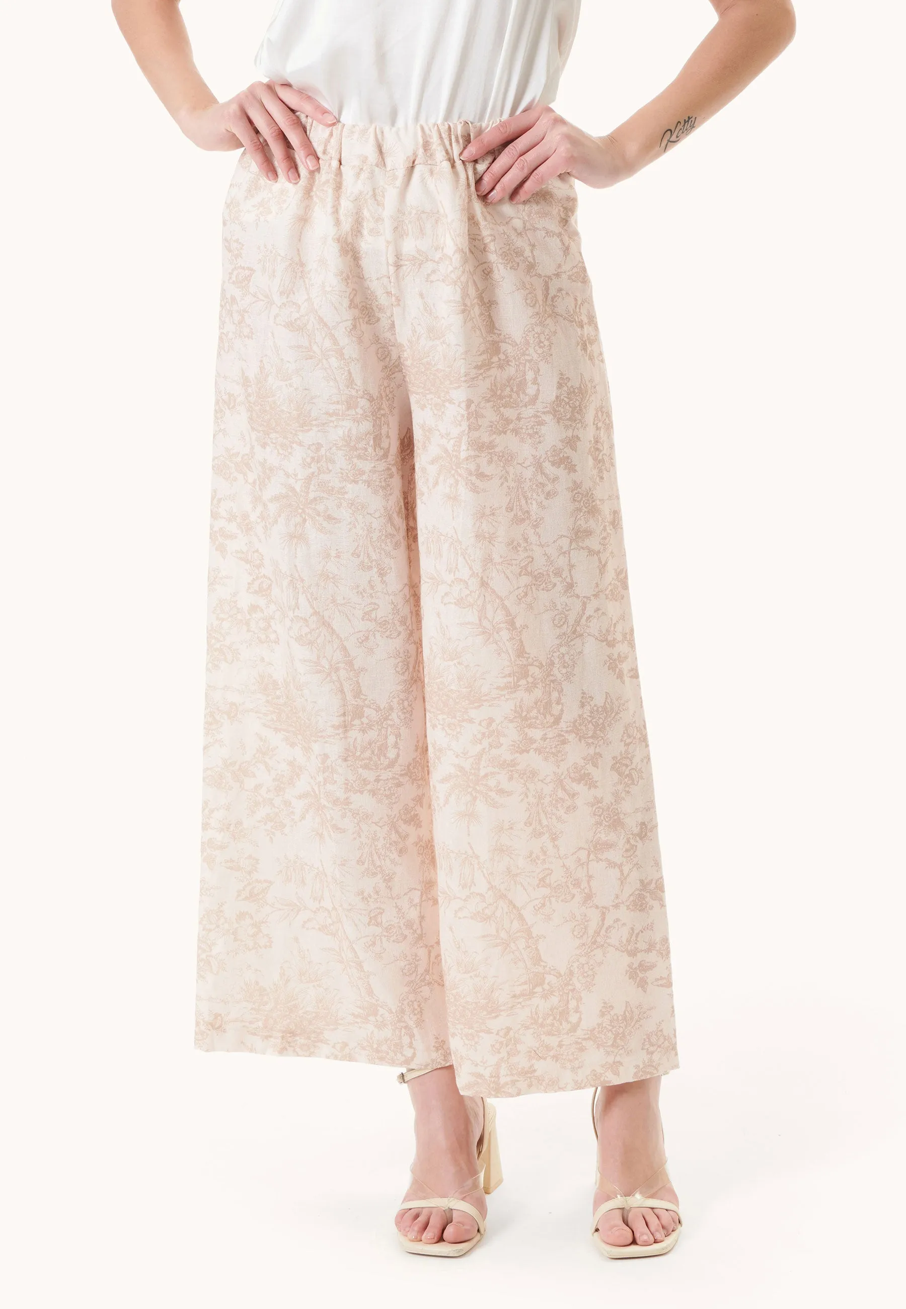 Pantalone misto lino stampato