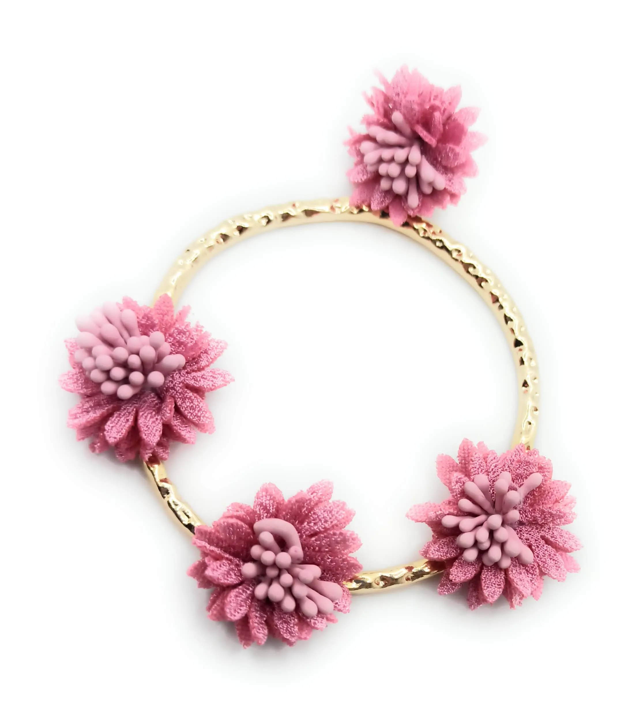 Pendientes flamenca dorado · Aro Flores Rosa