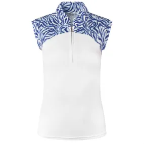 Pure Golf Spirit Ladies Sleeveless Golf Polo Indigo Jungle