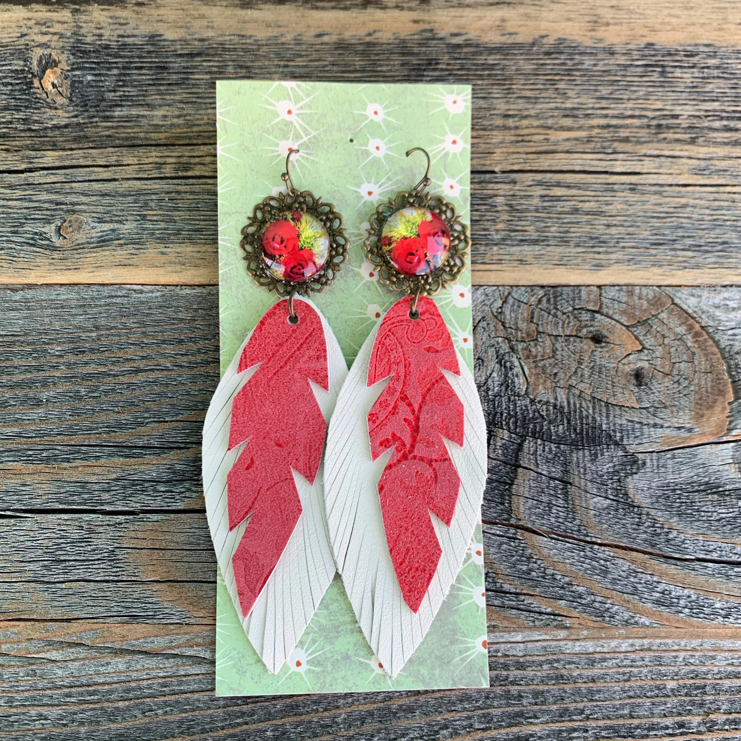 Red Leather Earrings