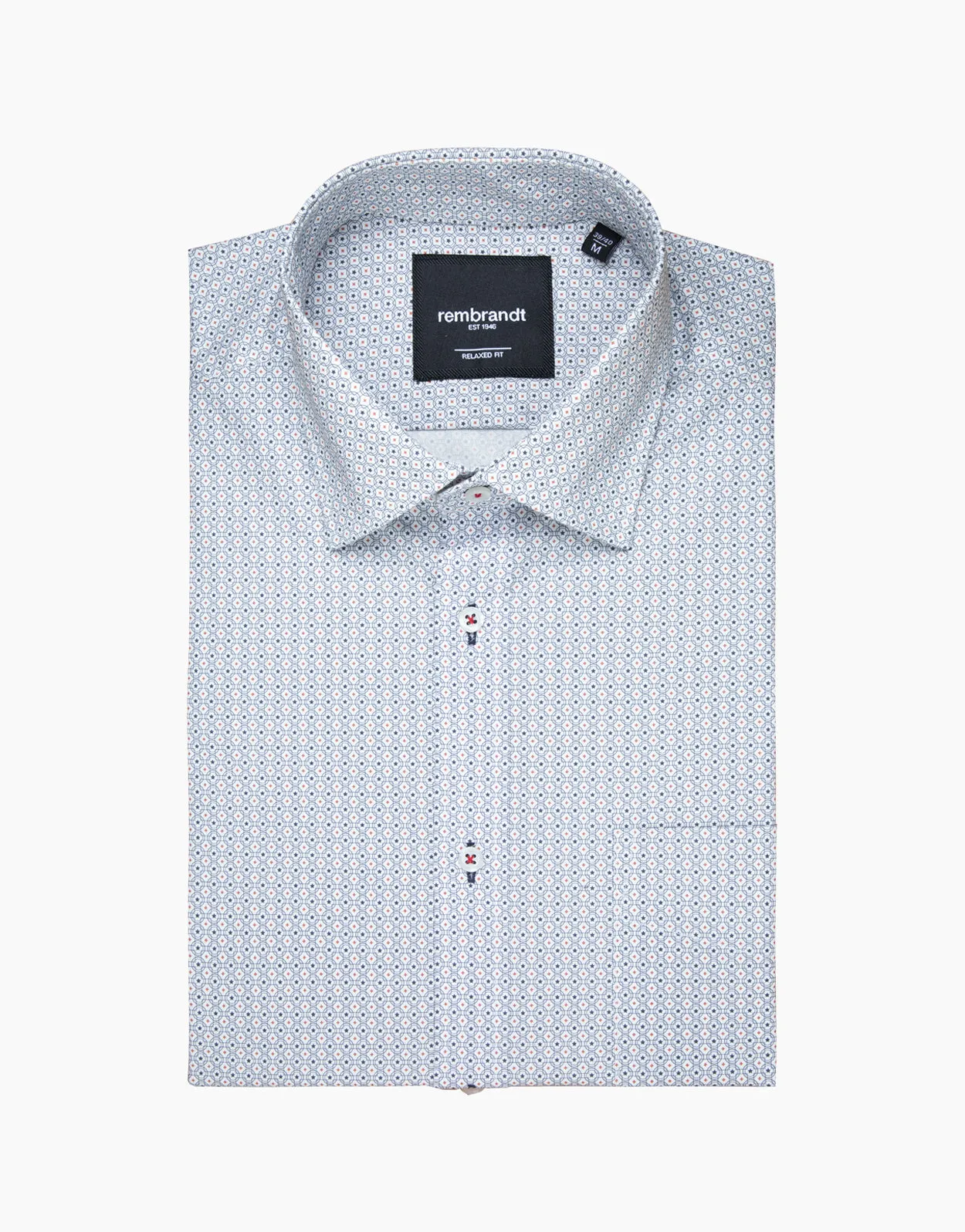 Rembrandt - Sinatra Shirt - White & Navy Geo Star