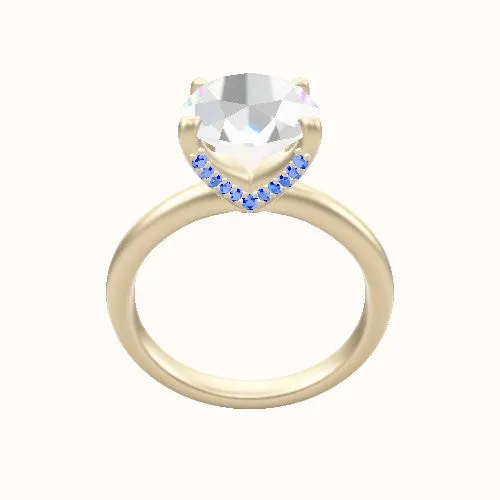 Rounded Solitaire Engagement Ring With Pave V Prong Head
