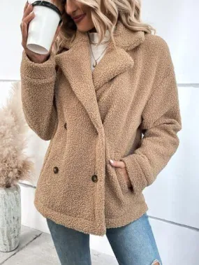 Sandy Kay Double-Breasted Lapel Collar Long Sleeve Coat