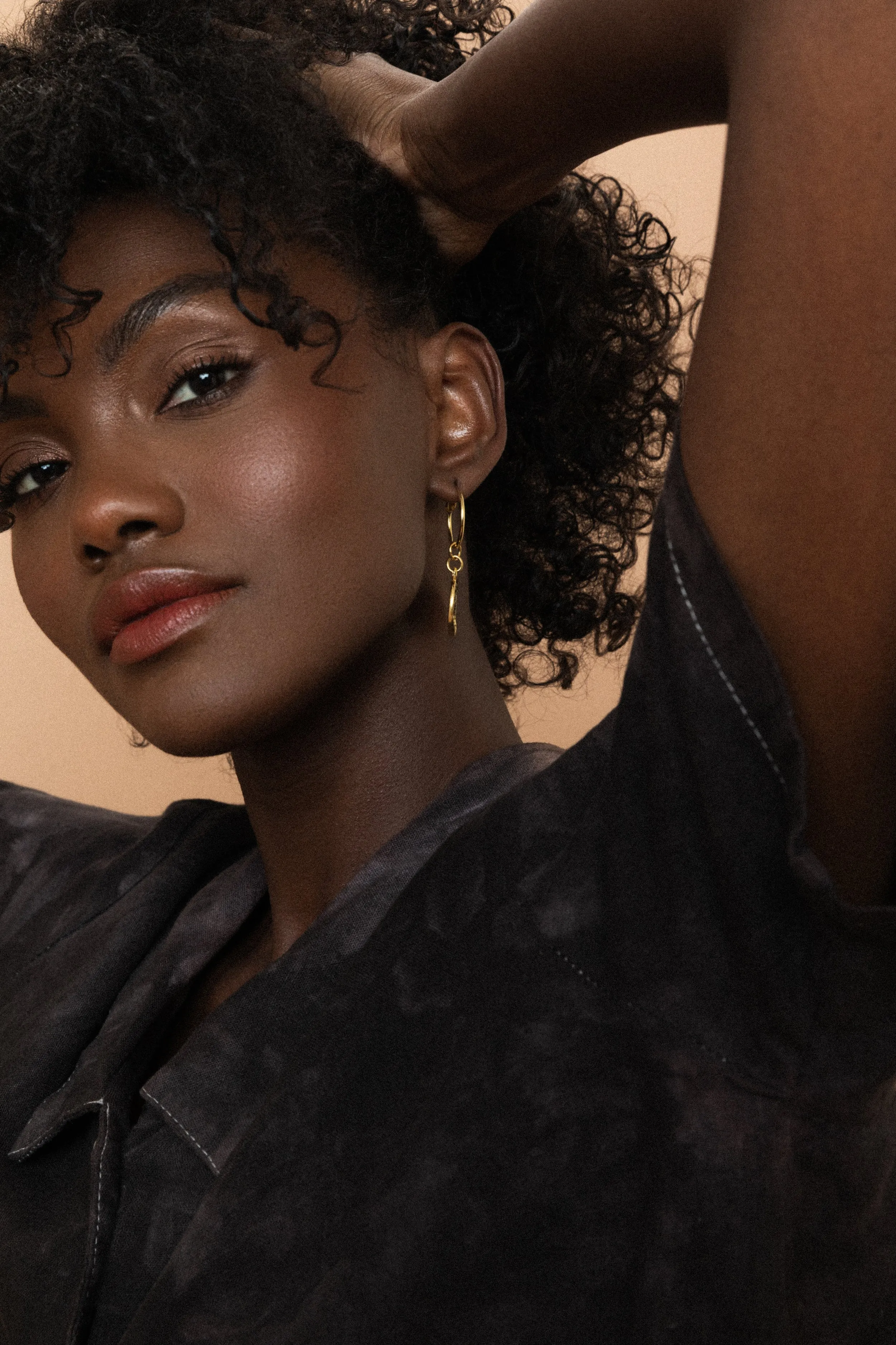 Single Charm Hoop Earring (Midnight Sky)