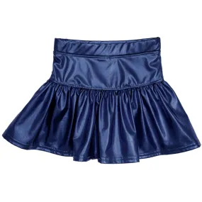 Slick Metallic Gathered Skort - Navy